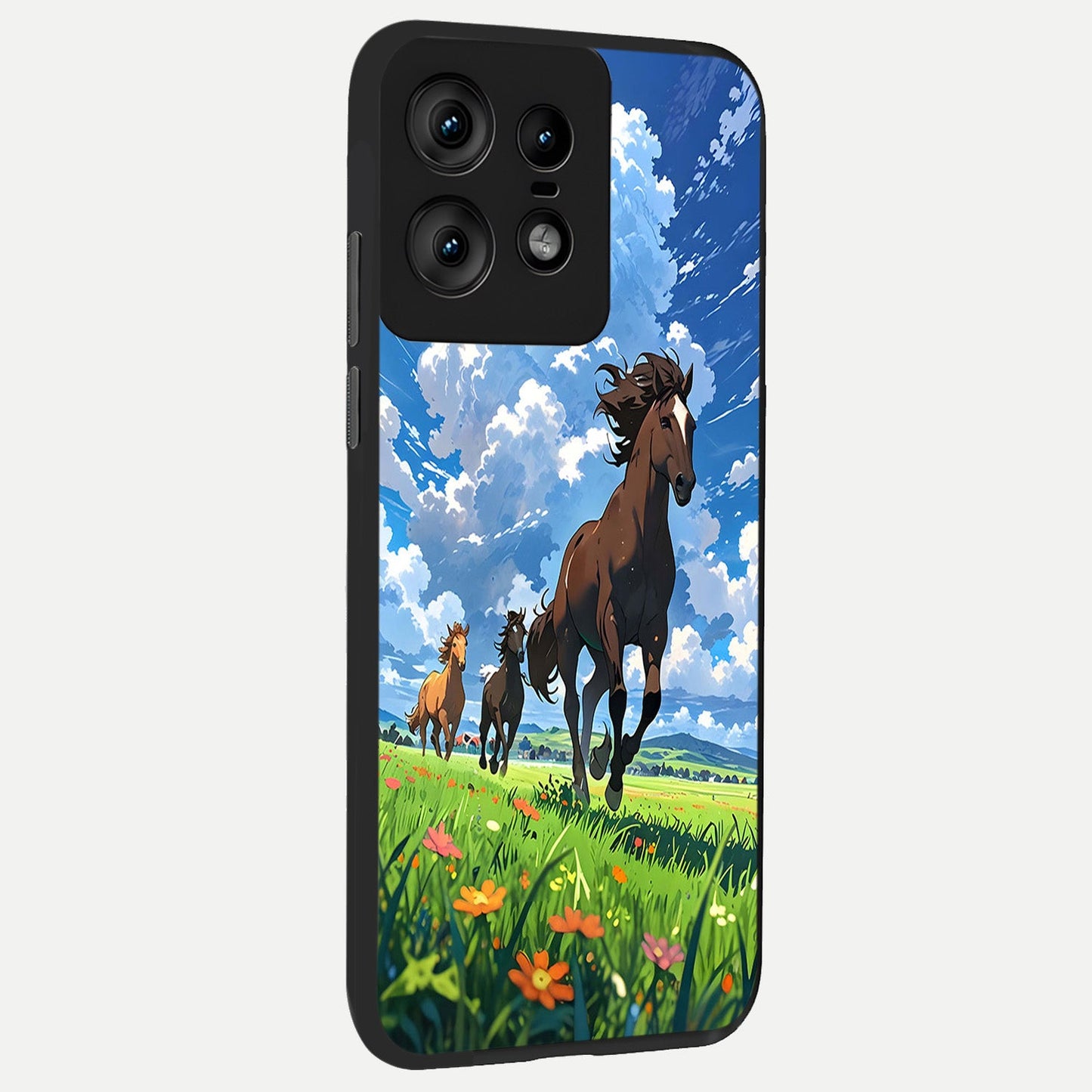  Majestic Horses Galloping back cover For Moto Edge50 Pro slim fit glass case with vibrant aesthetic design