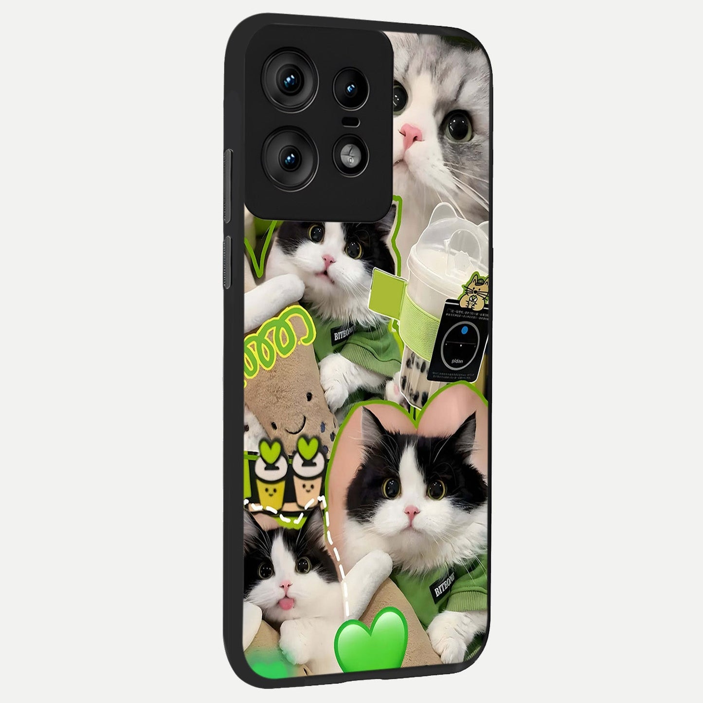  Matcha Cats Mood back cover For Moto Edge50 Pro slim fit glass case with vibrant aesthetic design