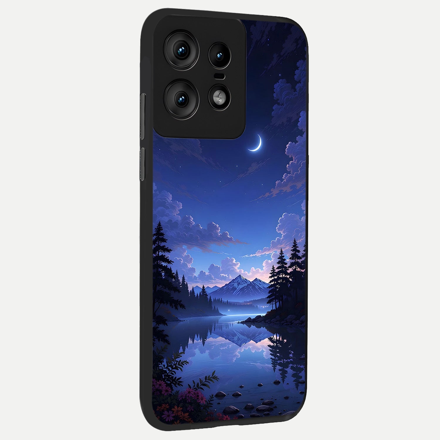  Midnight Lake Peace back cover For Moto Edge50 Pro slim fit glass case with vibrant aesthetic design