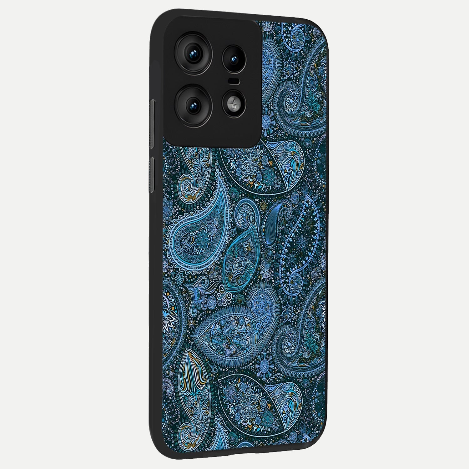  Midnight Paisley Glow back cover For Moto Edge50 Pro slim fit glass case with vibrant aesthetic design
