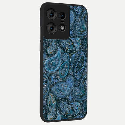  Midnight Paisley Glow back cover For Moto Edge50 Pro slim fit glass case with vibrant aesthetic design