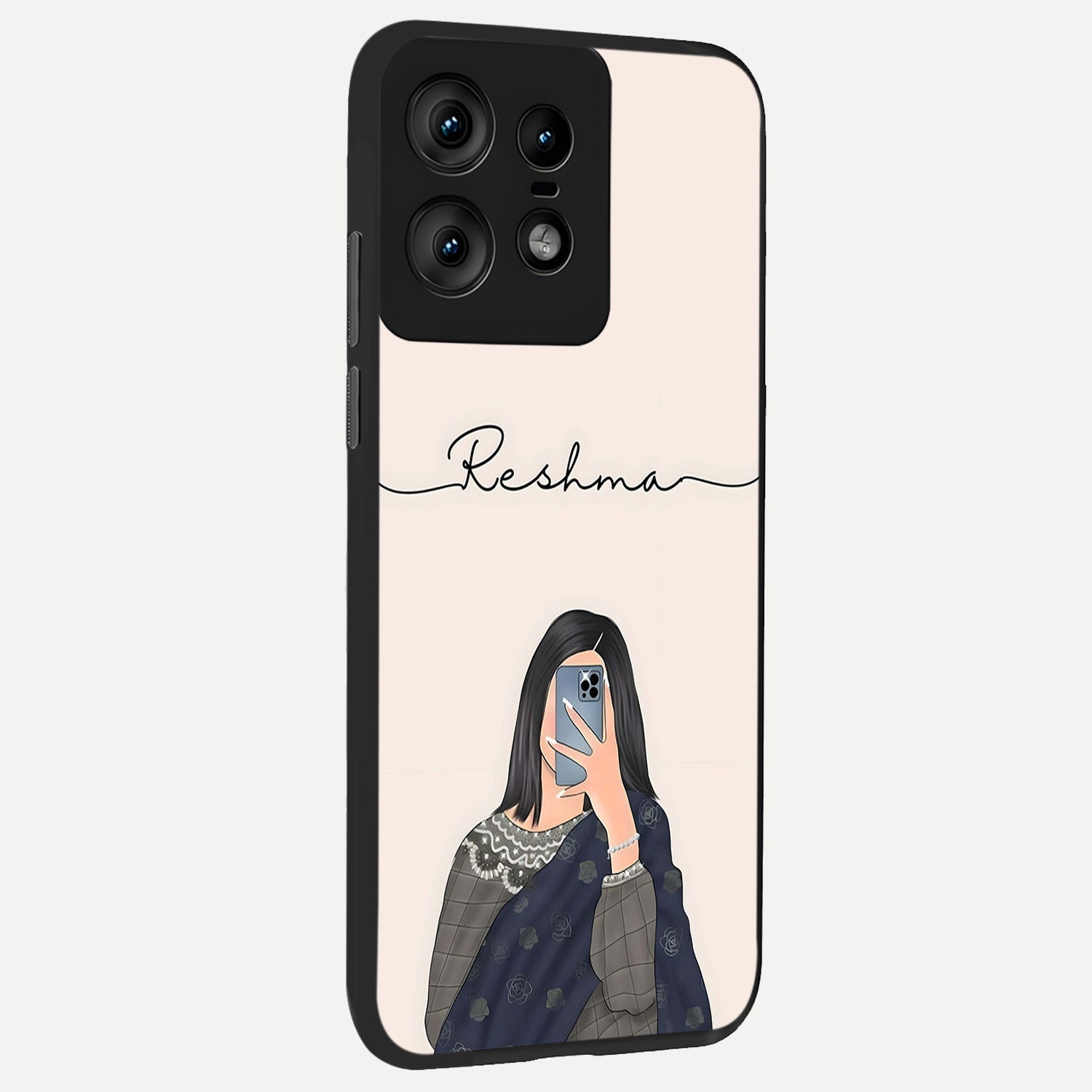  Mirror Mood Muse With Custom Name back cover For Moto Edge50 Pro slim fit glass case with vibrant aesthetic design