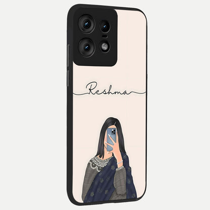  Mirror Mood Muse With Custom Name back cover For Moto Edge50 Pro slim fit glass case with vibrant aesthetic design