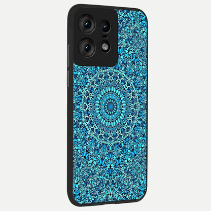  Ocean Bloom Mandala back cover For Moto Edge50 Pro slim fit glass case with vibrant aesthetic design