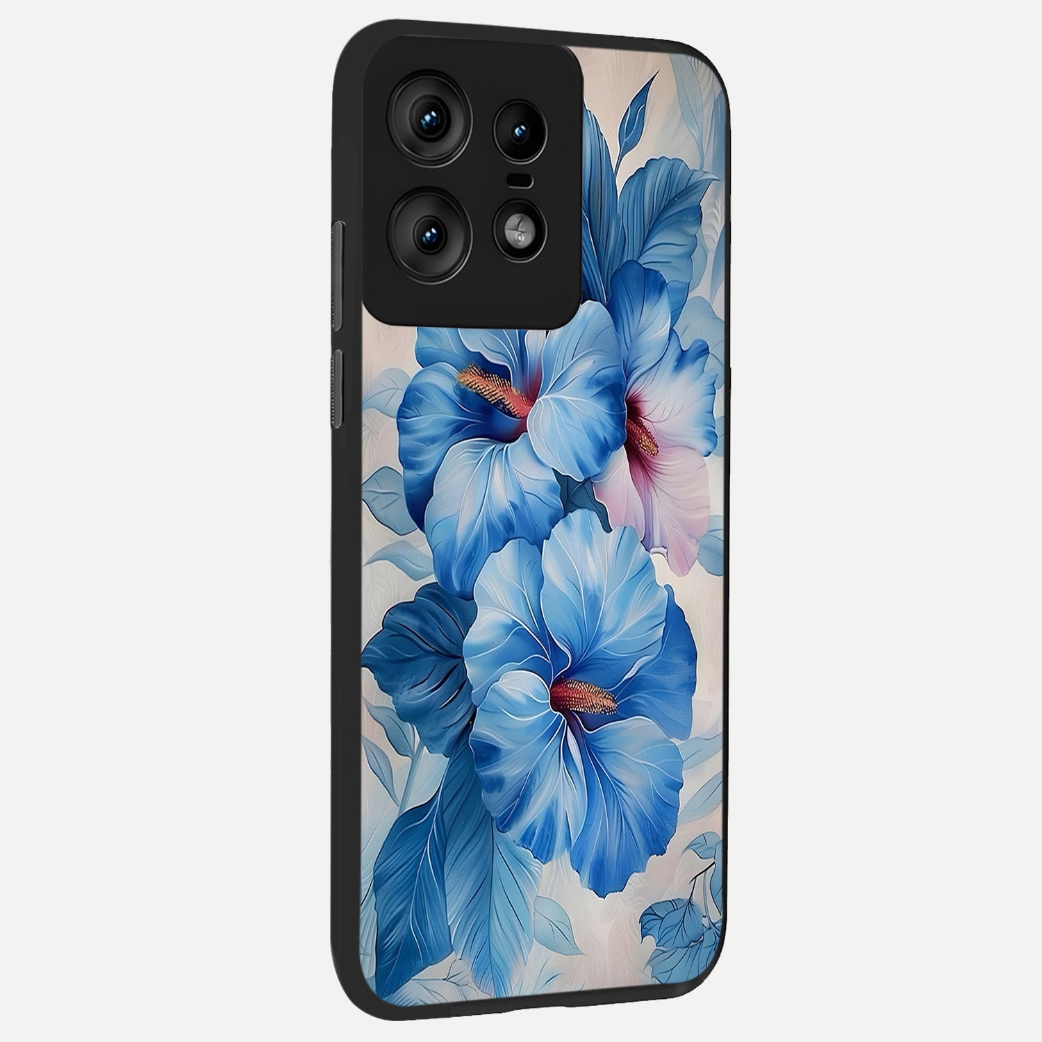  Ocean Hibiscus Grace back cover For Moto Edge50 Pro slim fit glass case with vibrant aesthetic design