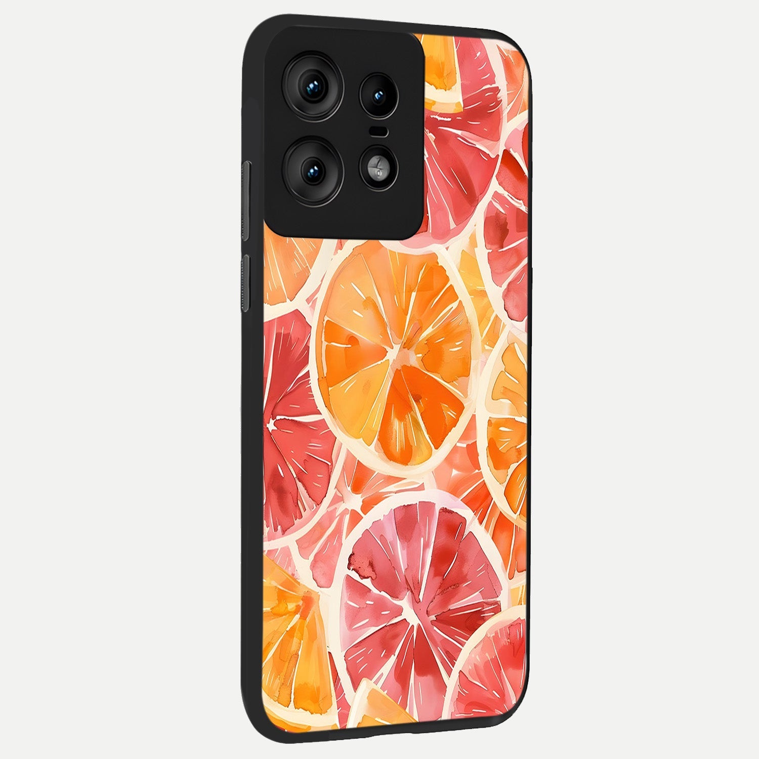  Orange Fruits Pattern back cover For Moto Edge50 Pro slim fit glass case with vibrant aesthetic design