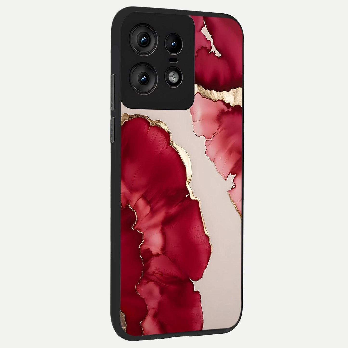  Pink And White Marble back cover For Moto Edge50 Pro slim fit glass case with vibrant aesthetic design