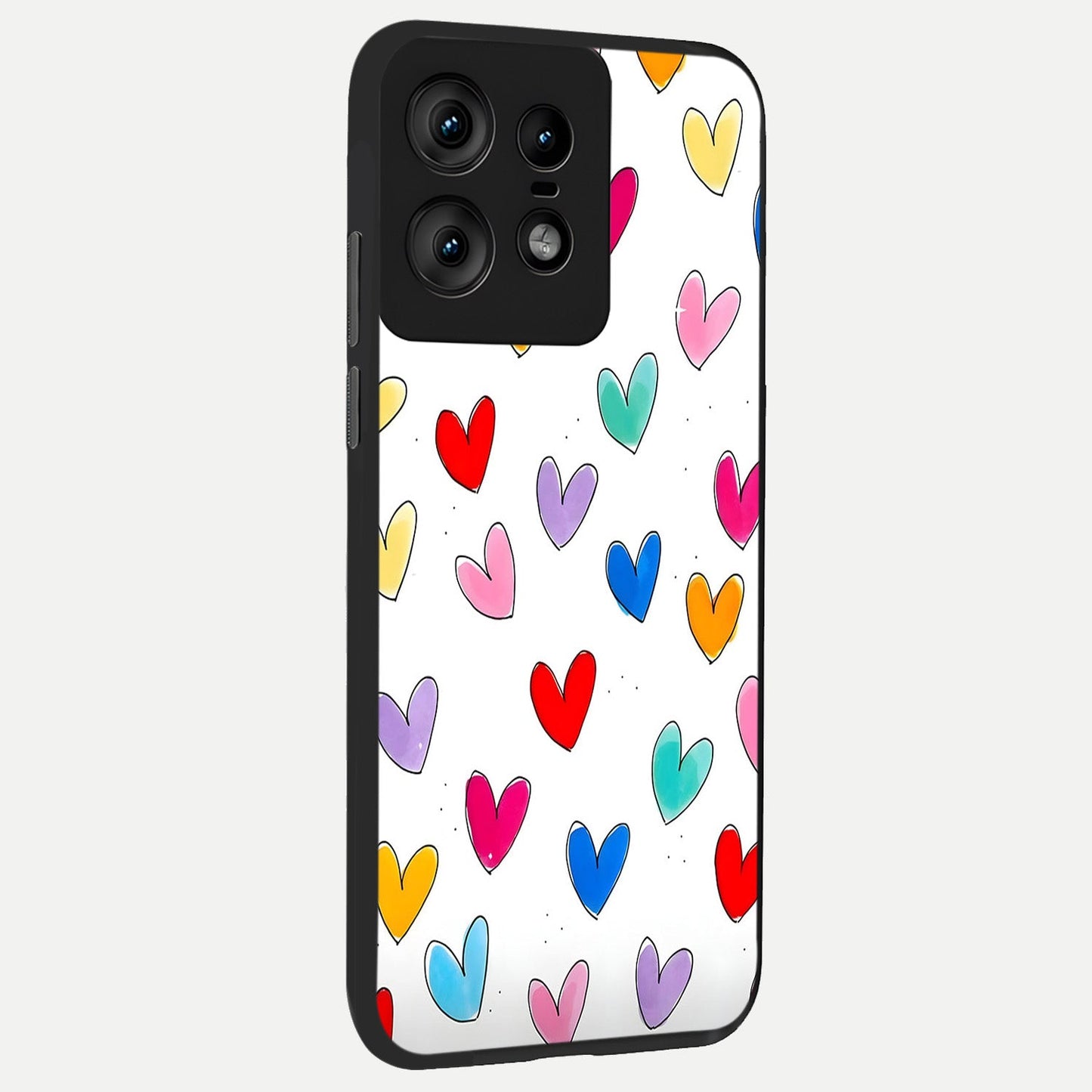  Playful Love Doodles back cover For Moto Edge50 Pro slim fit glass case with vibrant aesthetic design