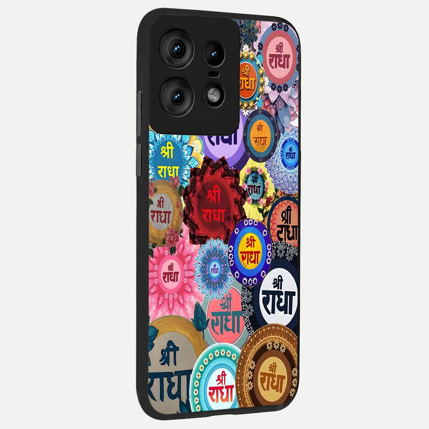  Radha Divine Bloom back cover For Moto Edge50 Pro slim fit glass case with vibrant aesthetic design