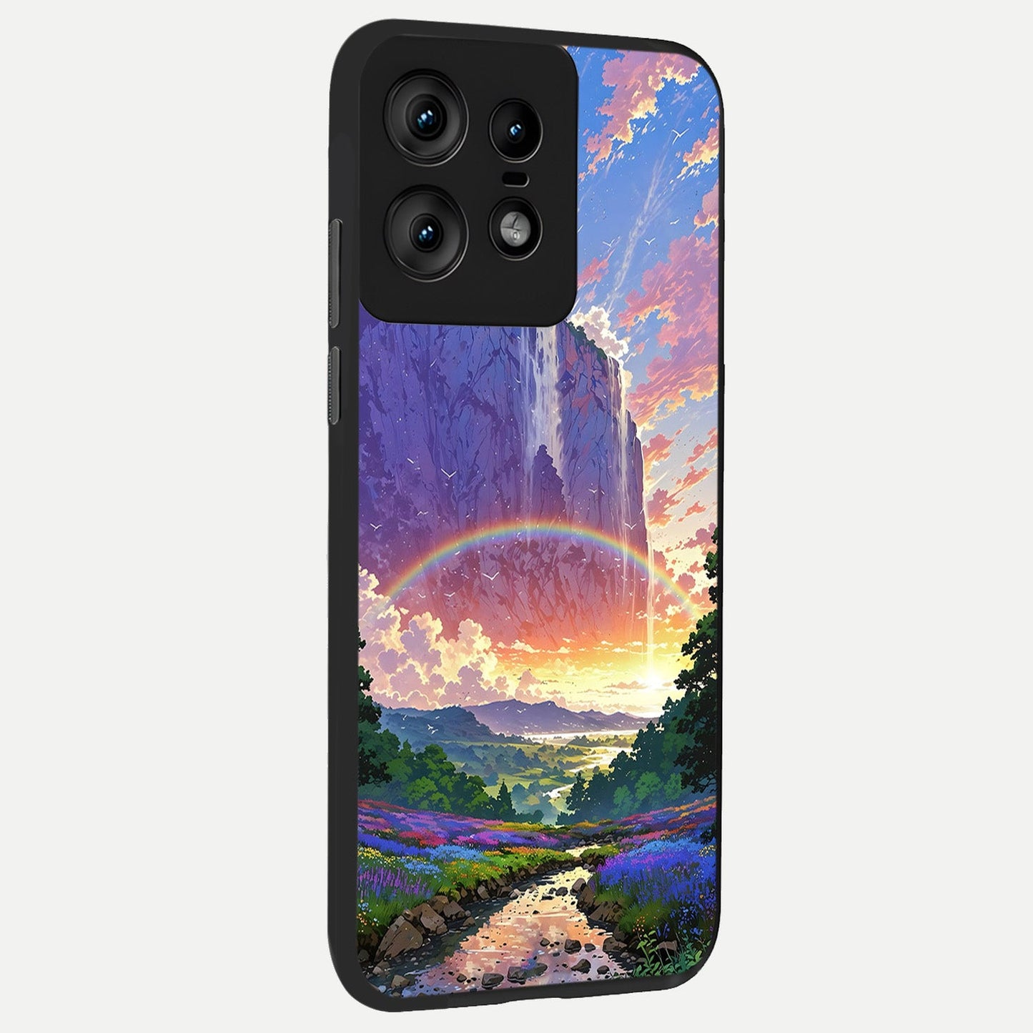  Rainbow Valley Dream back cover For Moto Edge50 Pro slim fit glass case with vibrant aesthetic design