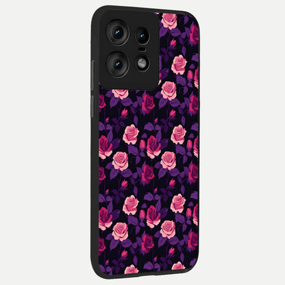  Rose Garden Twilight back cover For Moto Edge50 Pro slim fit glass case with vibrant aesthetic design