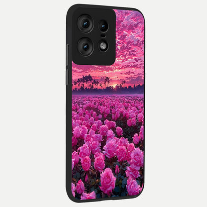  Rose Sunset Valley back cover For Moto Edge50 Pro slim fit glass case with vibrant aesthetic design