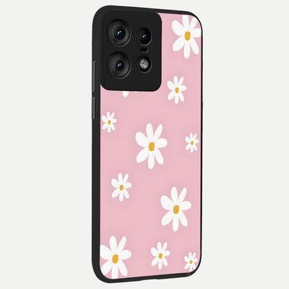  Soft Daisy Bliss back cover For Moto Edge50 Pro slim fit glass case with vibrant aesthetic design