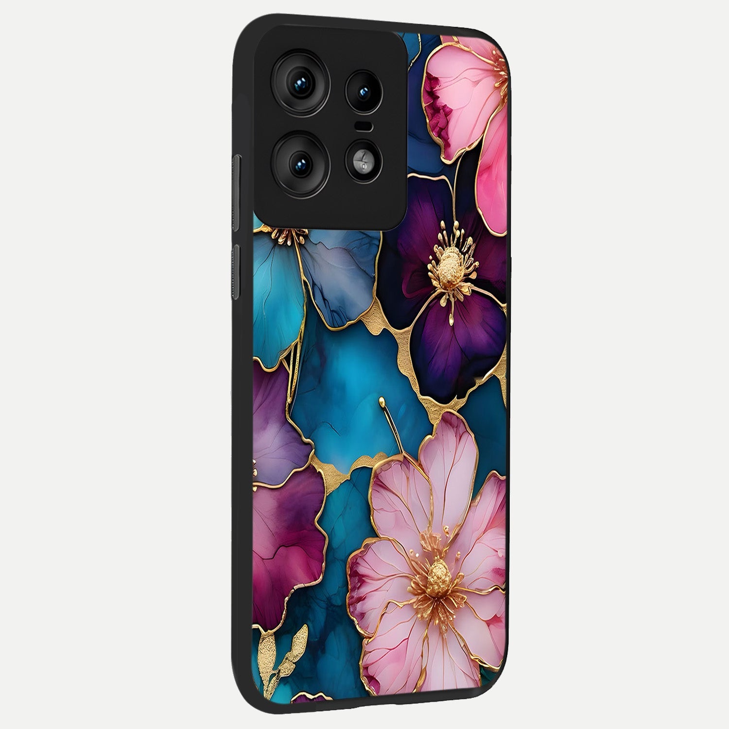  Sparkle Floral back cover For Moto Edge50 Pro slim fit glass case with vibrant aesthetic design