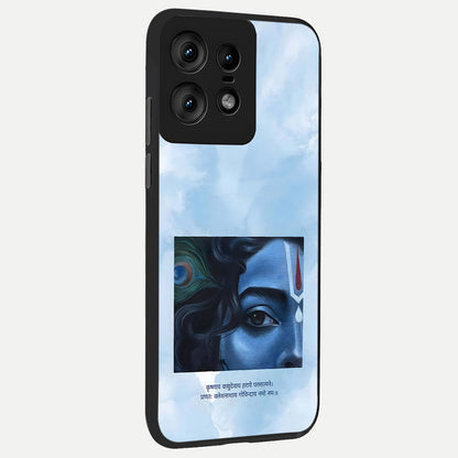  Spiritual Krishna back cover For Moto Edge50 Pro slim fit glass case with vibrant aesthetic design