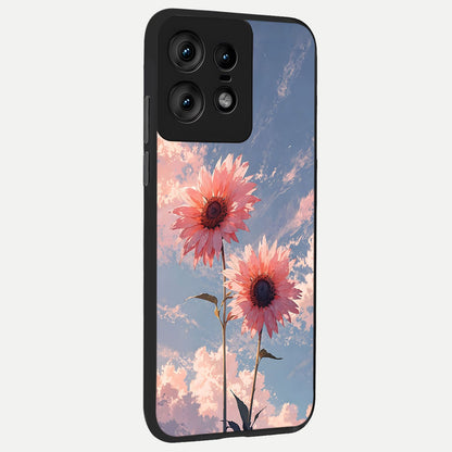  Sun Moon Balance back cover For Moto Edge50 Pro slim fit glass case with vibrant aesthetic design