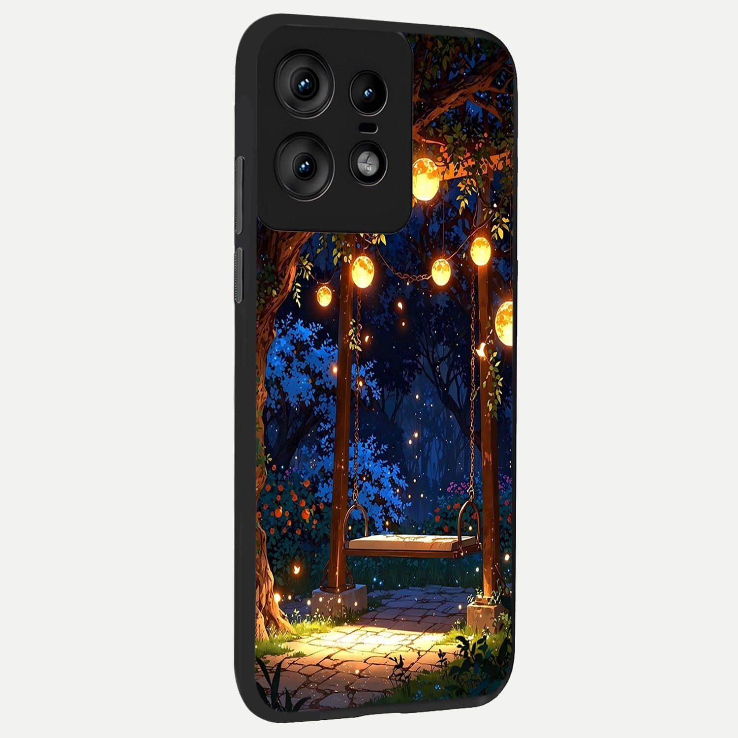  Twilight Garden Swing back cover For Moto Edge50 Pro slim fit glass case with vibrant aesthetic design