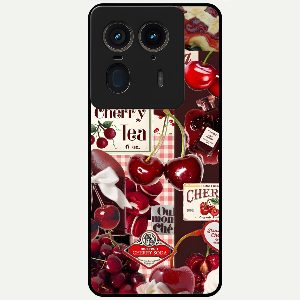  Aesthetic Cherry Tea Glass Case For Moto Edge 50 Ultra back cover – full design glossy printed glass finish