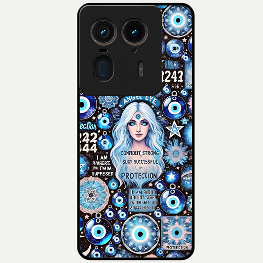  Angel Aura Shield Glass Case For Moto Edge 50 Ultra back cover – full design glossy printed glass finish