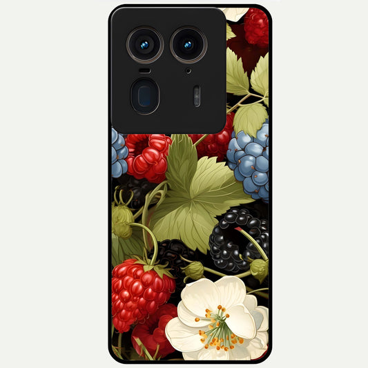  Berry Bloom Charm Glass Case For Moto Edge 50 Ultra back cover – full design glossy printed glass finish