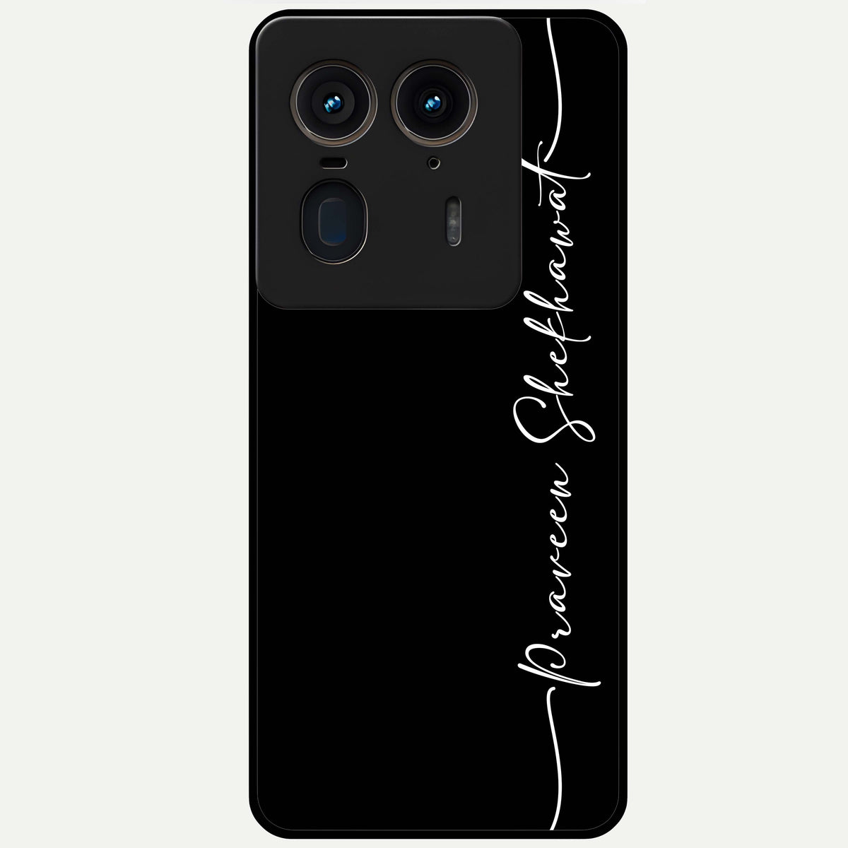  Black Tune Custom Name Glass Case For Moto Edge 50 Ultra back cover – full design glossy printed glass finish