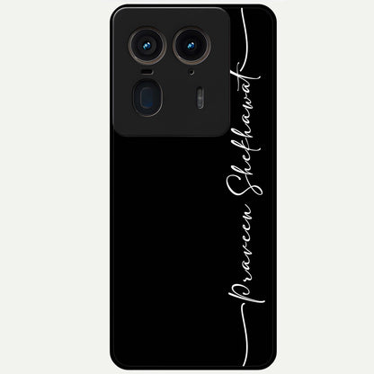  Black Tune Custom Name Glass Case For Moto Edge 50 Ultra back cover – full design glossy printed glass finish