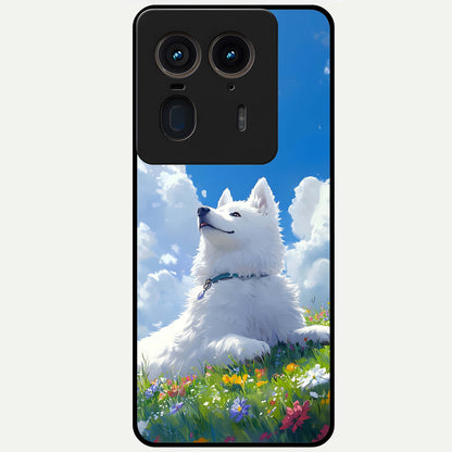  Blissful Cloud Pup Glass Case For Moto Edge 50 Ultra back cover – full design glossy printed glass finish