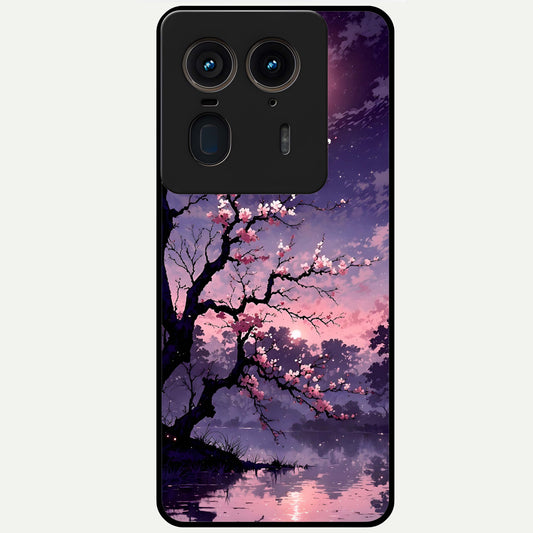  Blossom Pink Moon Glass Case For Moto Edge 50 Ultra back cover – full design glossy printed glass finish