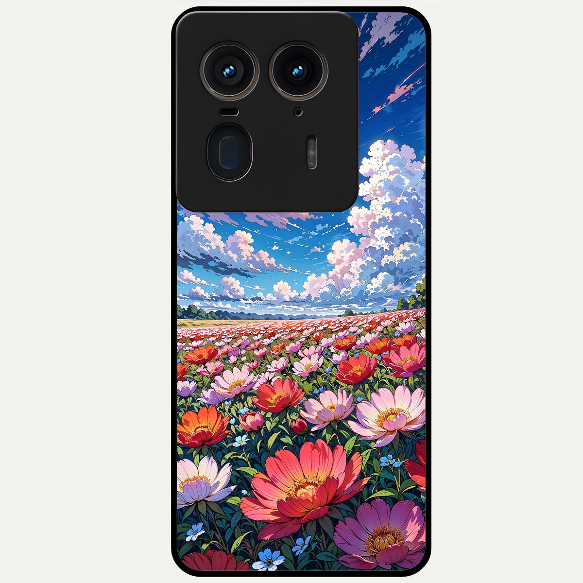  Blossom Sky Field Glass Case For Moto Edge 50 Ultra back cover – full design glossy printed glass finish