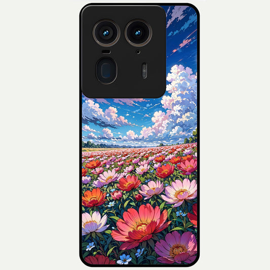  Blossom Sky Field Glass Case For Moto Edge 50 Ultra back cover – full design glossy printed glass finish
