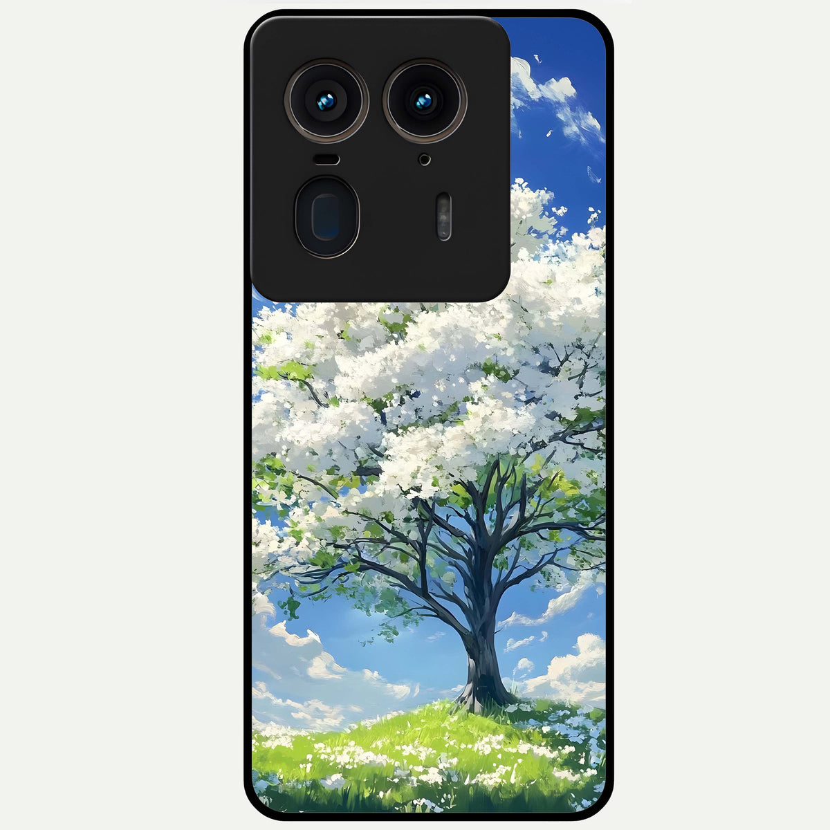  Blossom Sky Serenity Glass Case For Moto Edge 50 Ultra back cover – full design glossy printed glass finish