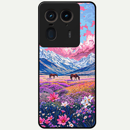  Blossom Valley Dream Glass Case For Moto Edge 50 Ultra back cover – full design glossy printed glass finish