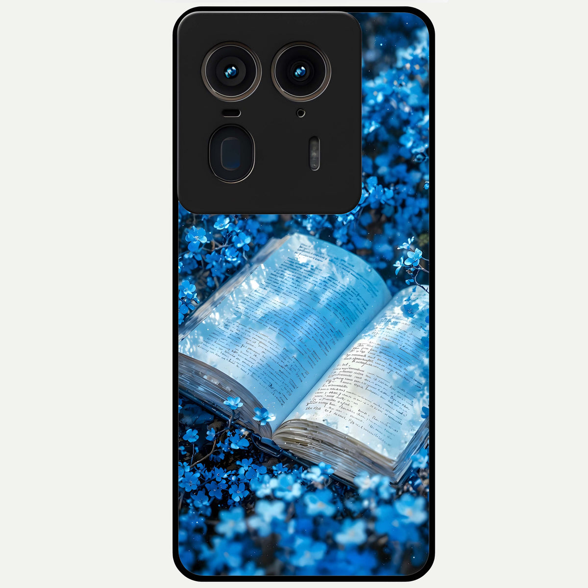  Blue Bloom Tales Glass Case For Moto Edge 50 Ultra back cover – full design glossy printed glass finish