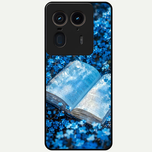  Blue Bloom Tales Glass Case For Moto Edge 50 Ultra back cover – full design glossy printed glass finish