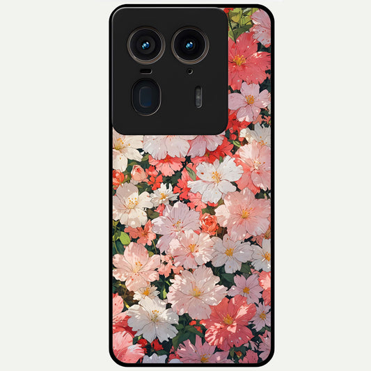  Blush Bloom Field Glass Case For Moto Edge 50 Ultra back cover – full design glossy printed glass finish