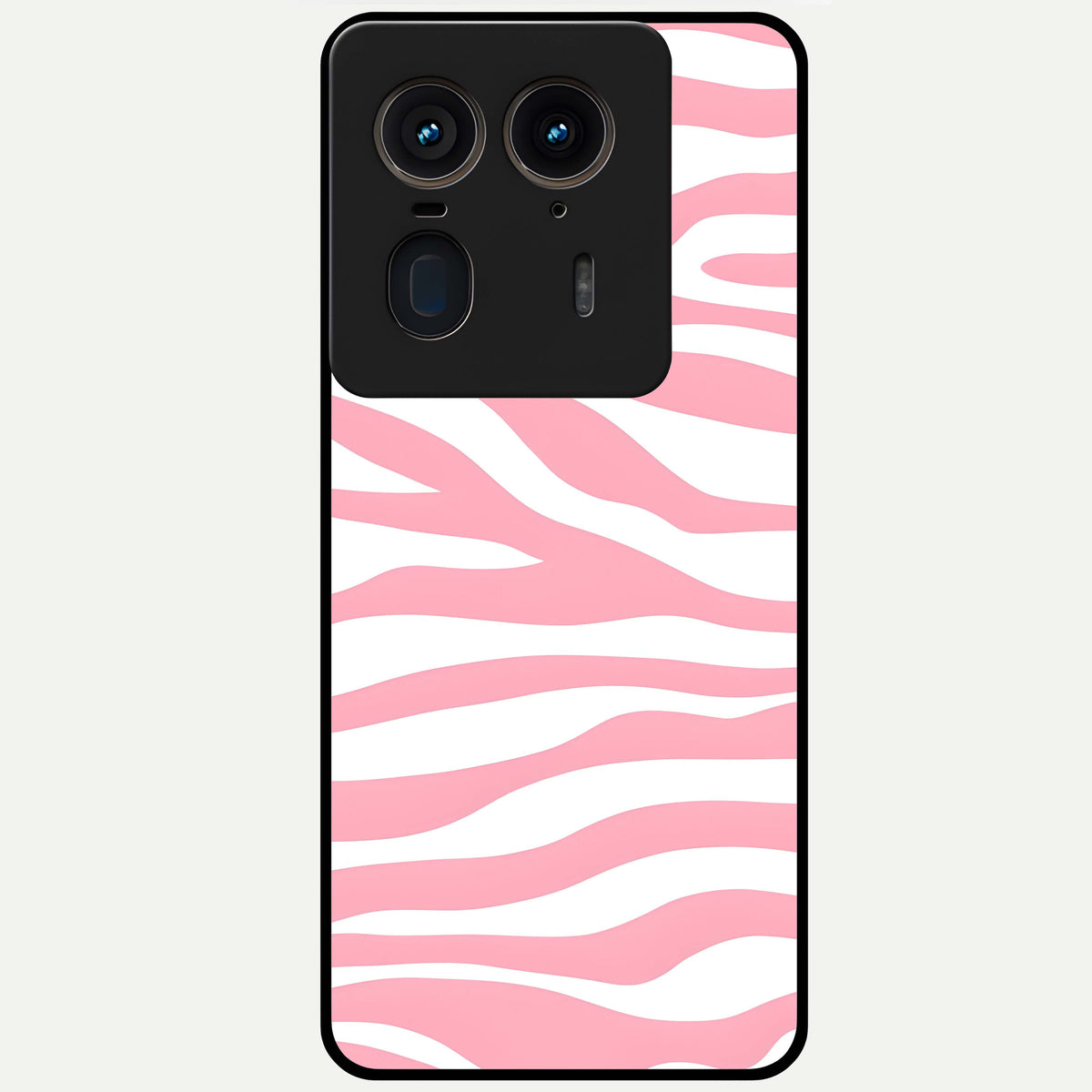  Blush Zebra Flow Glass Case For Moto Edge 50 Ultra back cover – full design glossy printed glass finish