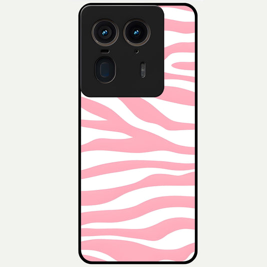  Blush Zebra Flow Glass Case For Moto Edge 50 Ultra back cover – full design glossy printed glass finish