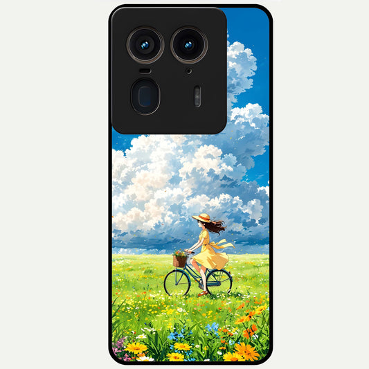  Breezy Meadow Ride Glass Case For Moto Edge 50 Ultra back cover – full design glossy printed glass finish