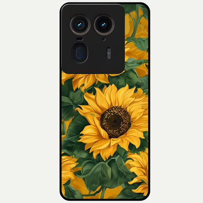  Bright Sunflower Bloom Glass Case For Moto Edge 50 Ultra back cover – full design glossy printed glass finish