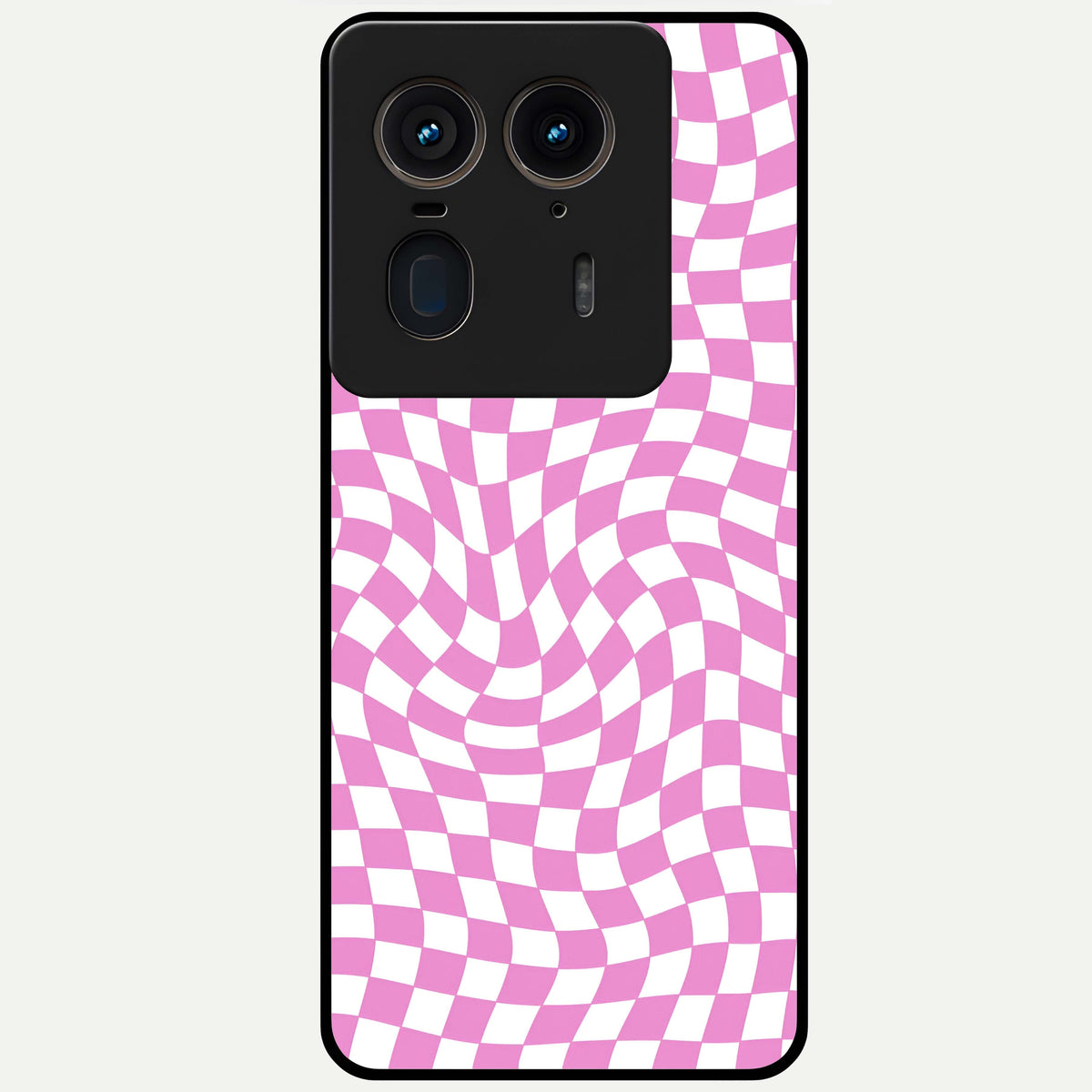 Bubblegum Check Wave Glass Case For Moto Edge 50 Ultra back cover – full design glossy printed glass finish