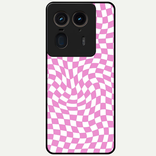  Bubblegum Check Wave Glass Case For Moto Edge 50 Ultra back cover – full design glossy printed glass finish