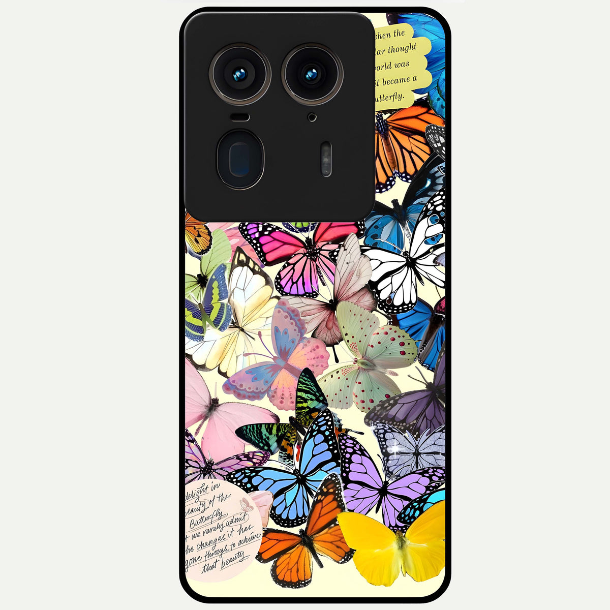  Butterflies Petal Dream Glass Case For Moto Edge 50 Ultra back cover – full design glossy printed glass finish