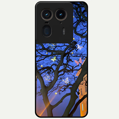  Butterfly Night Magic Glass Case For Moto Edge 50 Ultra back cover – full design glossy printed glass finish