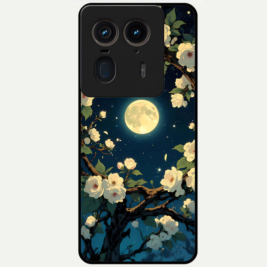  Celestial Moon And Flower Glass Case For Moto Edge 50 Ultra back cover – full design glossy printed glass finish