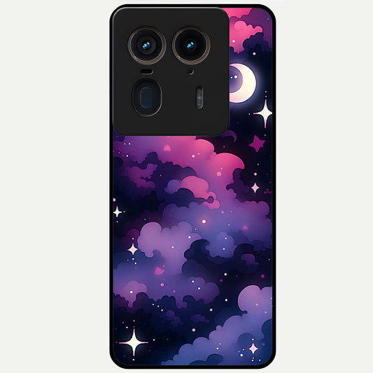  Celestial Moon Magic Glass Case For Moto Edge 50 Ultra back cover – full design glossy printed glass finish