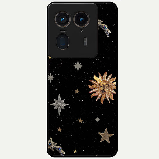 Celestial Moon With Stars Glass Case For Moto Edge 50 Ultra back cover – full design glossy printed glass finish