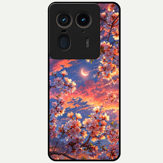  Celestial Sakura Sunset Glass Case For Moto Edge 50 Ultra back cover – full design glossy printed glass finish