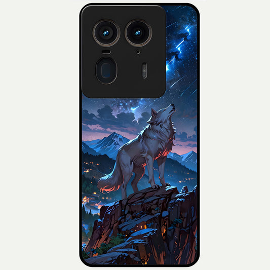  Celestial Wolf Howl Glass Case For Moto Edge 50 Ultra back cover – full design glossy printed glass finish
