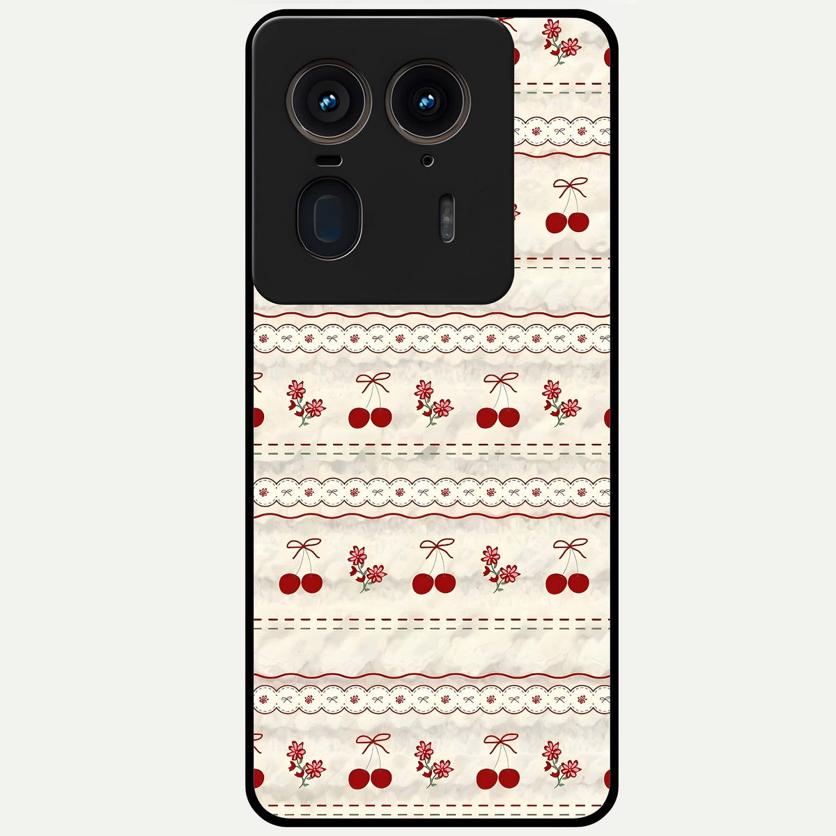  Cherry Bloom Charm Glass Case For Moto Edge 50 Ultra back cover – full design glossy printed glass finish