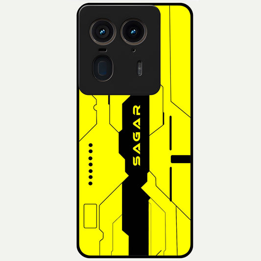  Circuit CYBERPUNK Custom Name Glass Case For Moto Edge 50 Ultra back cover – full design glossy printed glass finish